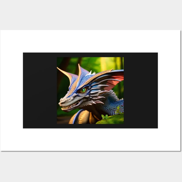 Scaled White Colorful Dragon in the Jungle Wall Art by dragynrain